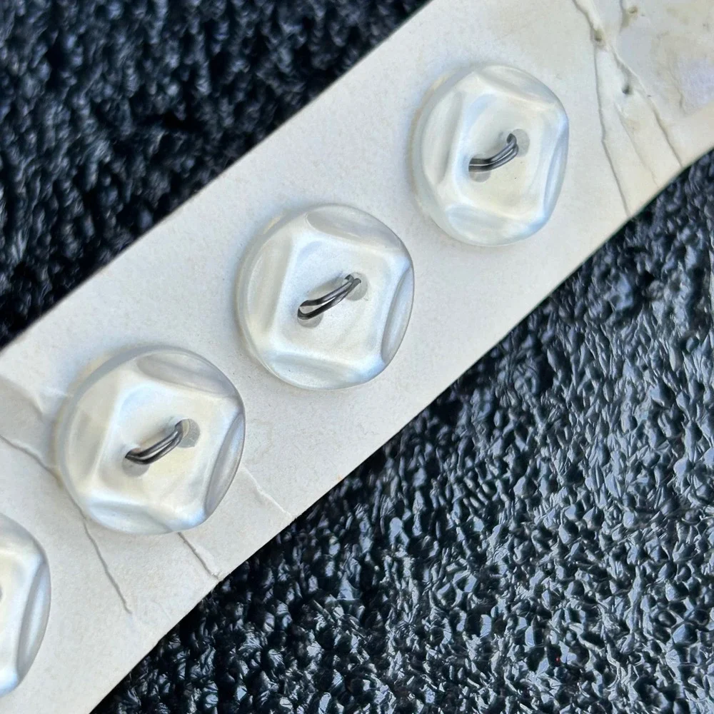Vintage Button Basics Clear Iridescent Geometric Buttons‎ 12mm 19mm Lot of 7